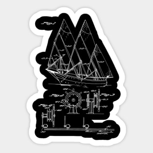 Sailing Boat Vintage Patent Hand Drawing Sticker